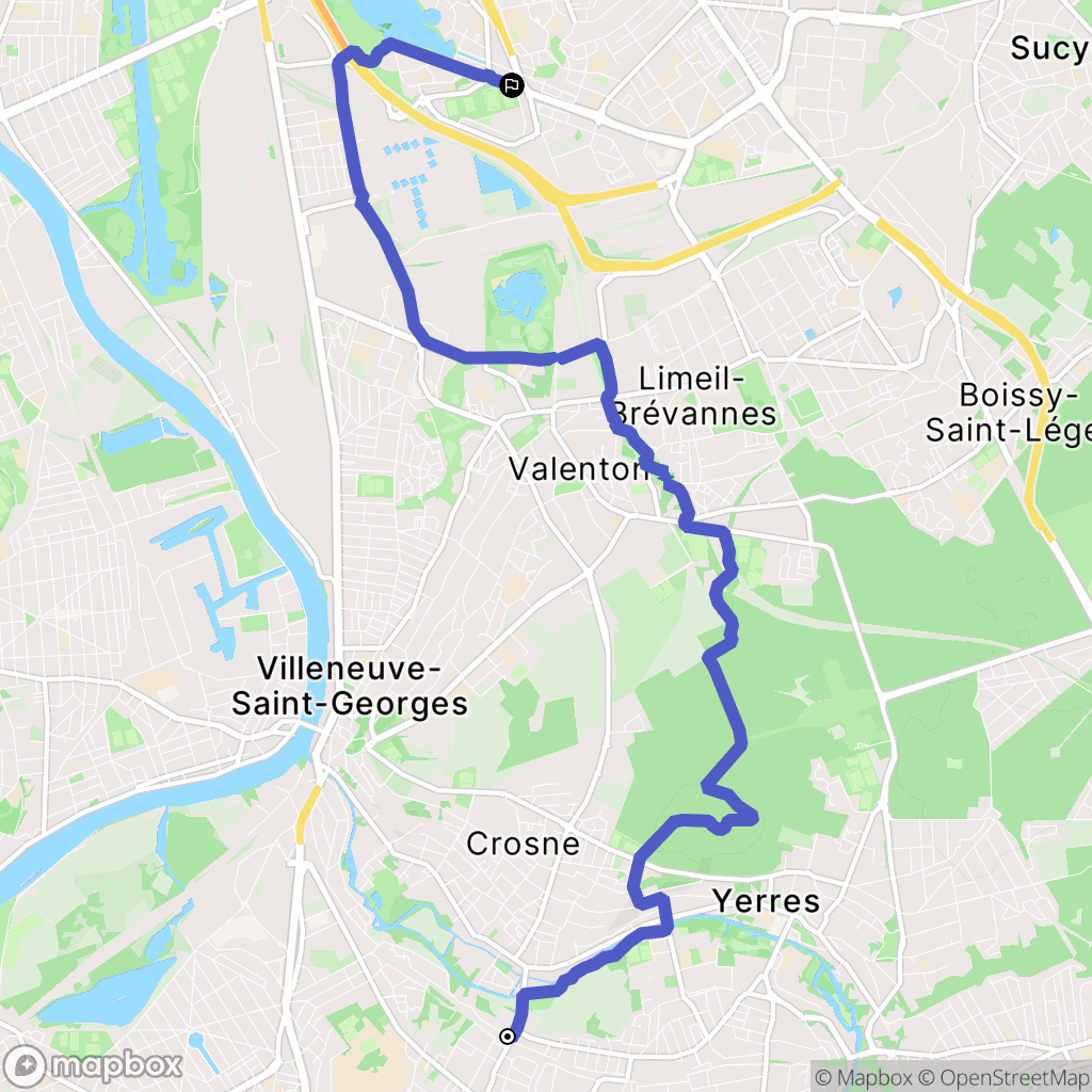Montgeron : carte du parcours de randonnée - France
