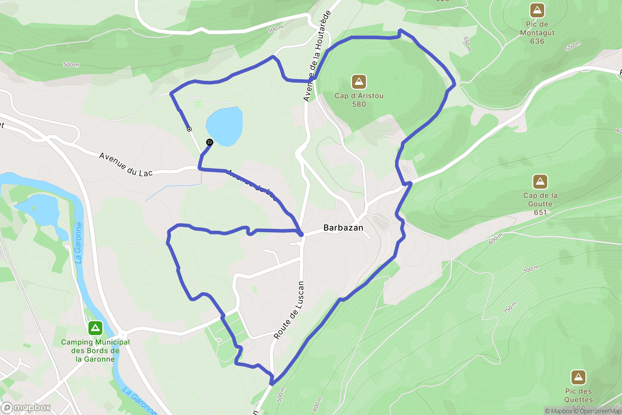Barbazan : carte du parcours de randonnée - France