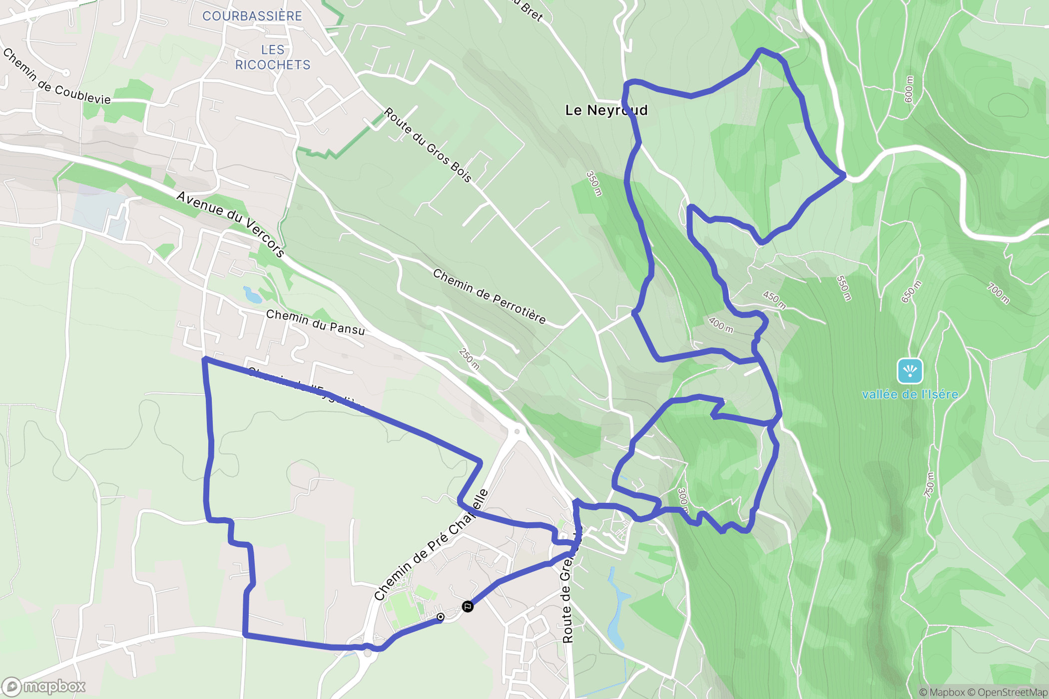 La Buisse : carte du parcours de randonnée - France