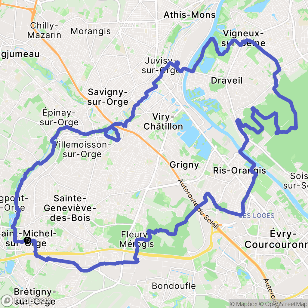 Saint-Michel-sur-Orge : carte du parcours de randonnée - France