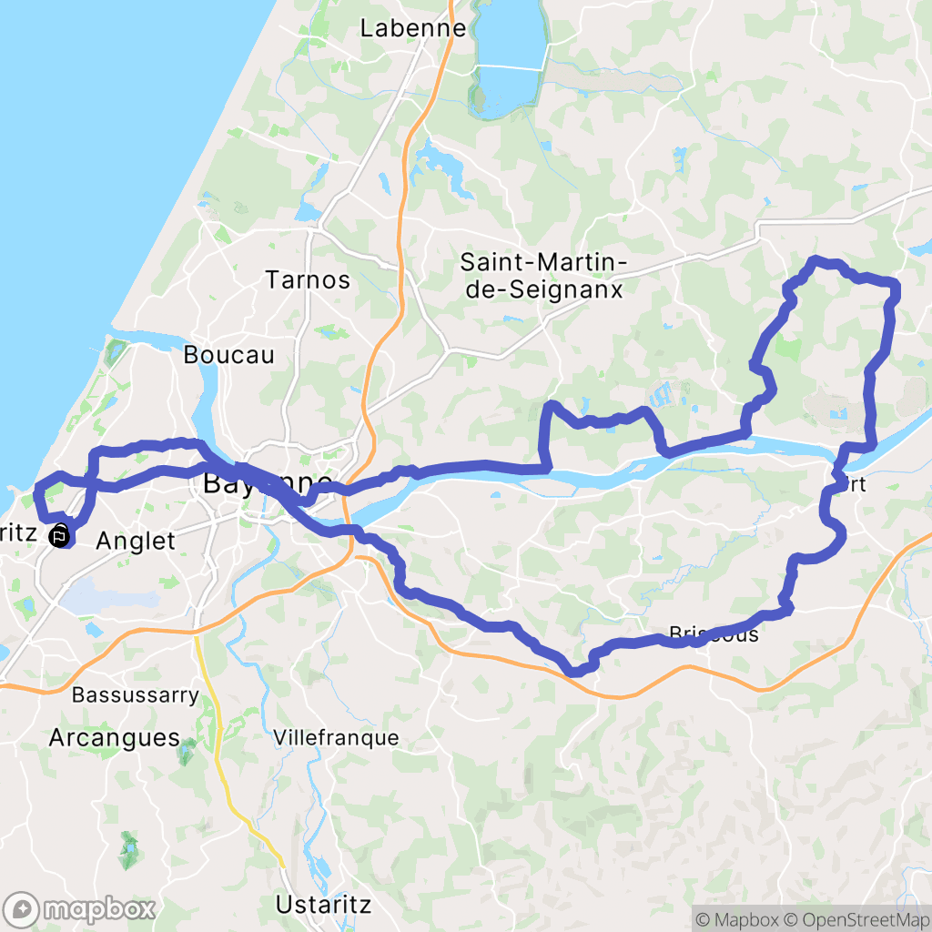 Biarritz : carte du parcours de randonnée - France