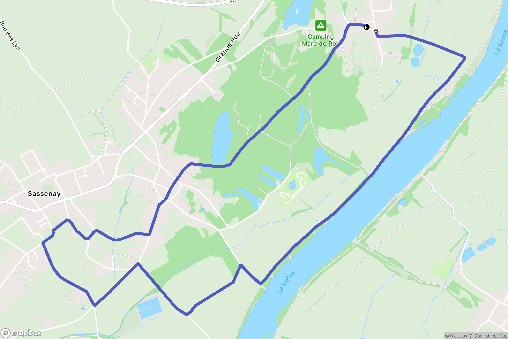 Gergy : carte du parcours de randonnée - France