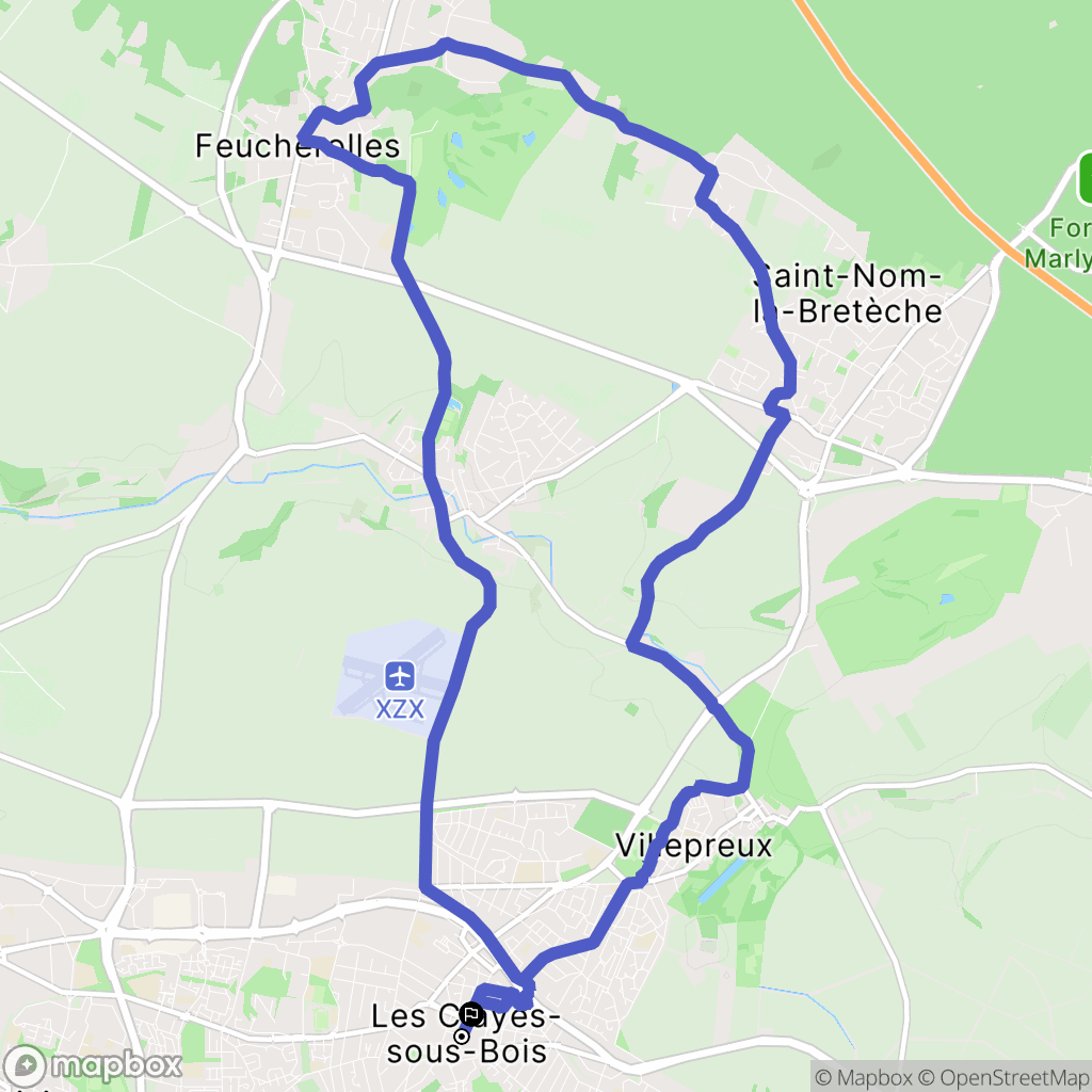 Les Clayes-sous-Bois : carte du parcours de randonnée - France