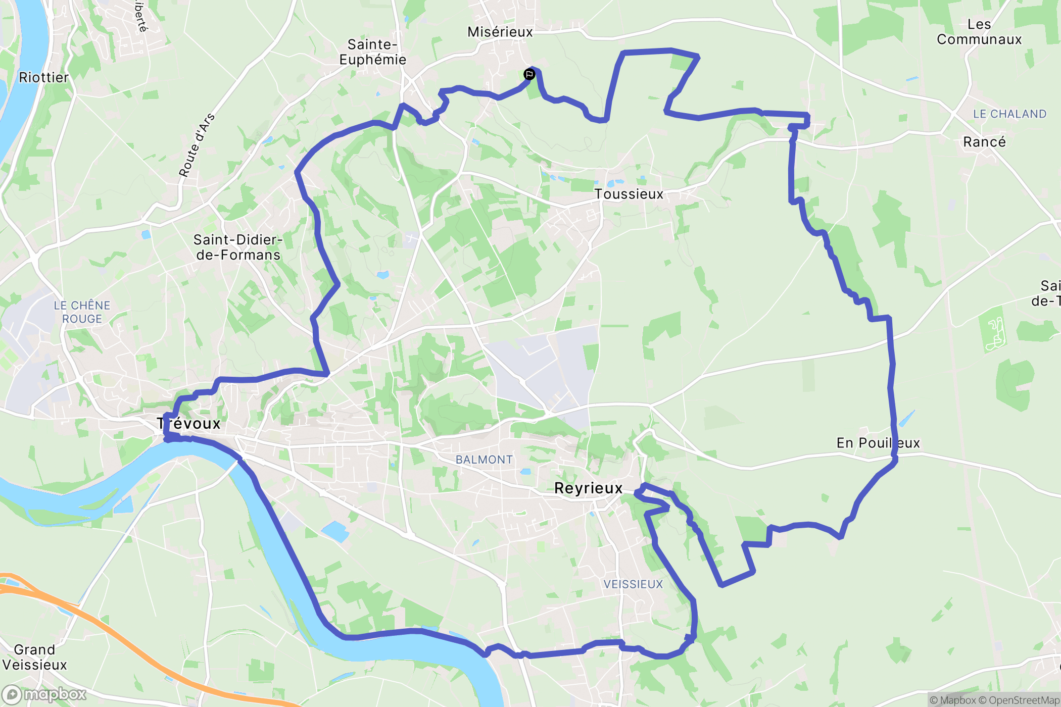 Misérieux : carte du parcours de randonnée - France