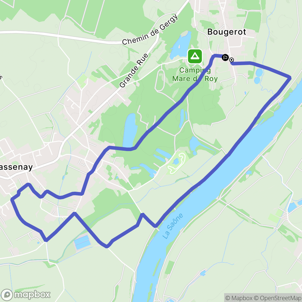 Gergy : carte du parcours de randonnée - France