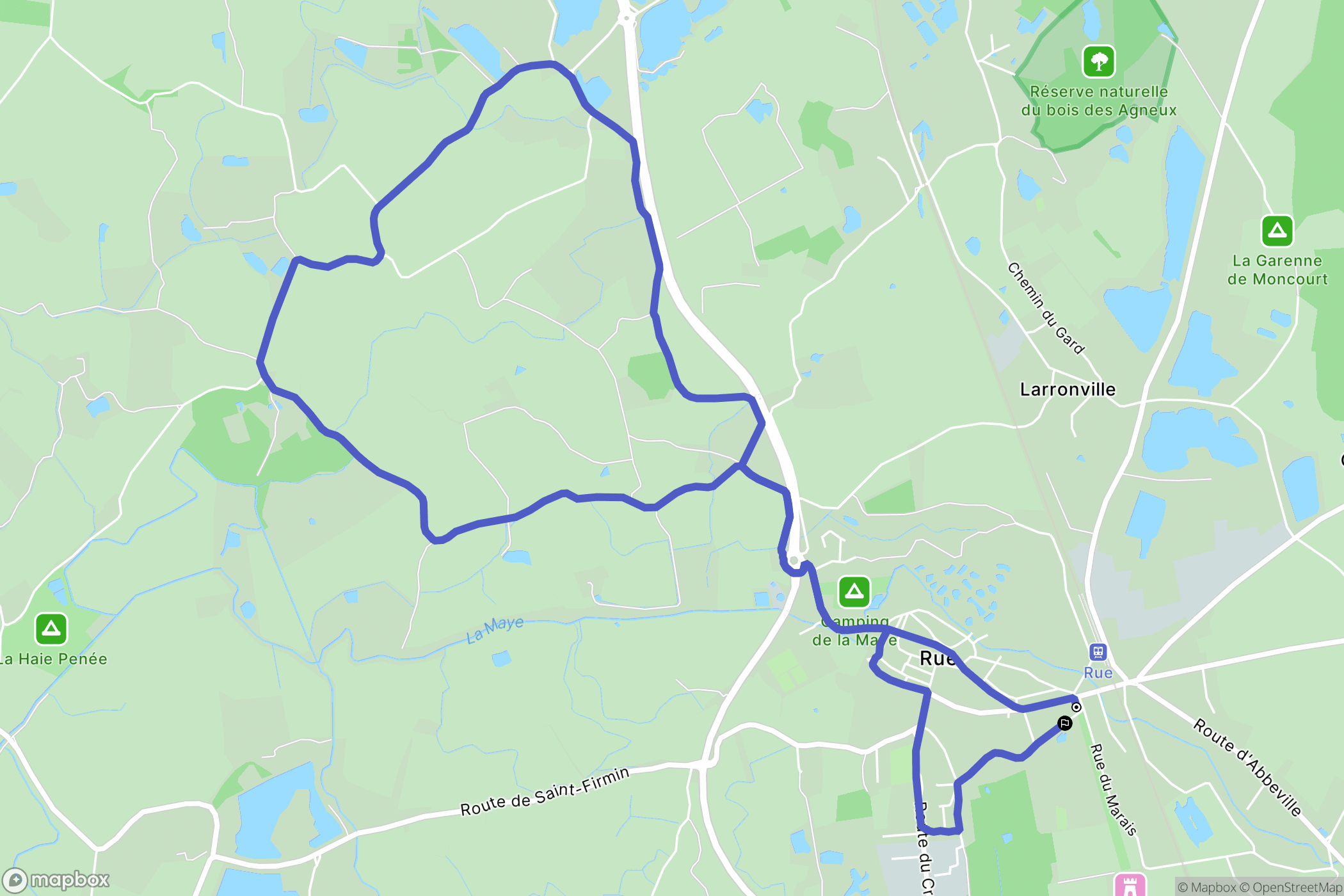 Rue : carte du parcours de randonnée - France