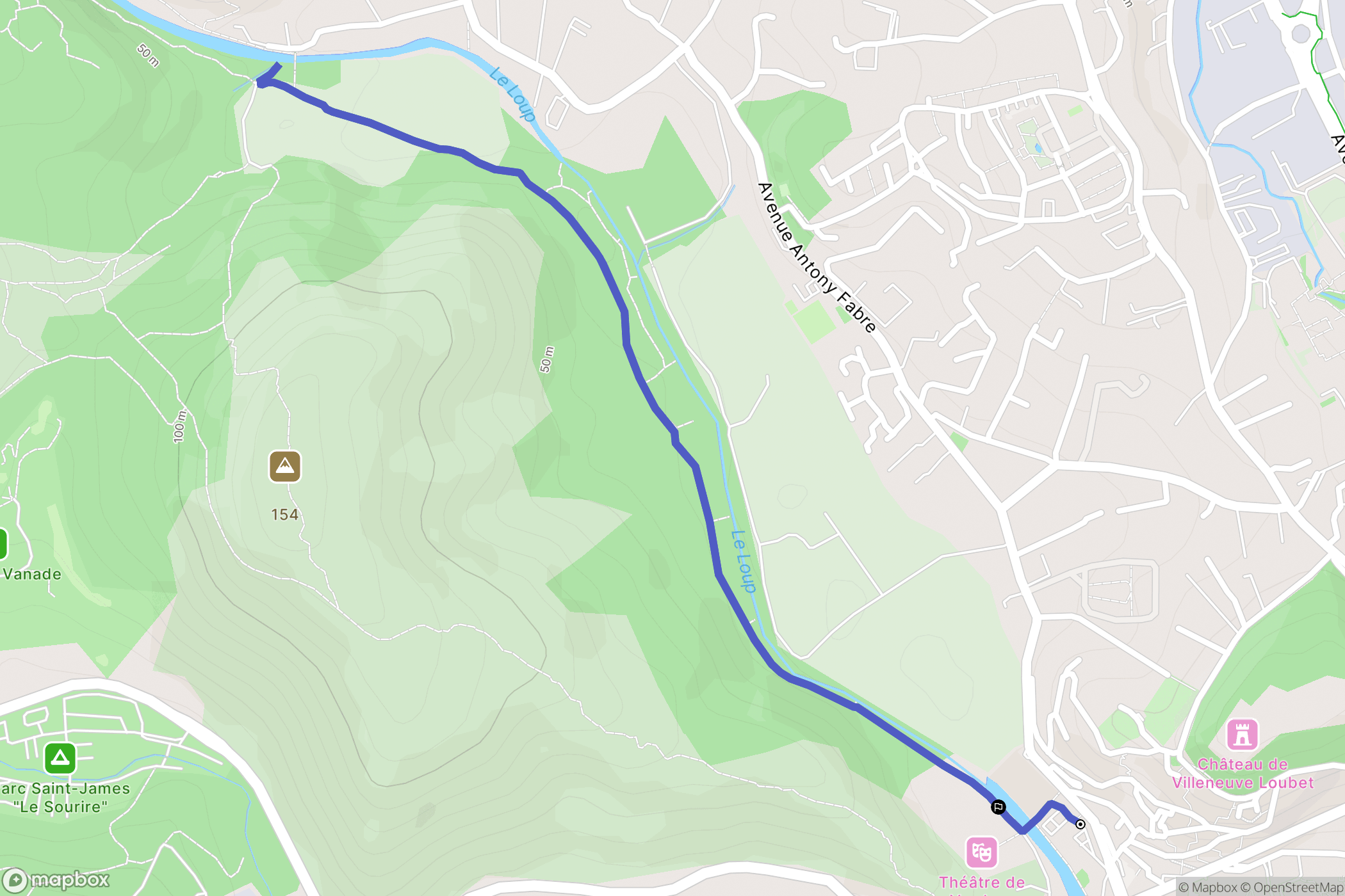 Villeneuve-Loubet : carte du parcours de randonnée - France
