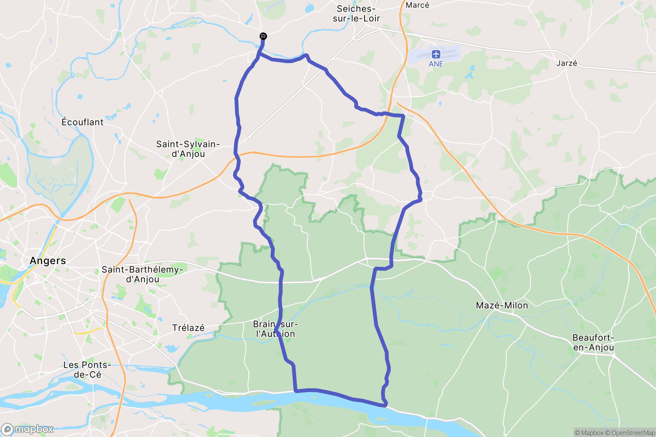 Rives-du-Loir-en-Anjou : carte du parcours de randonnée - France