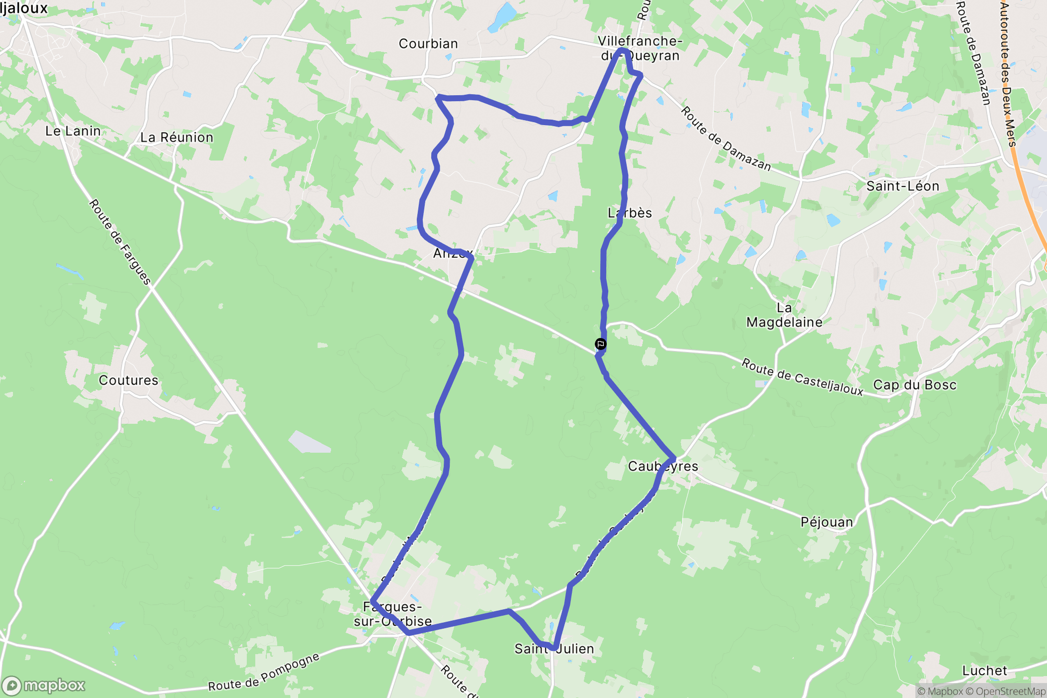 Villefranche-du-Queyran : carte du parcours de randonnée - France