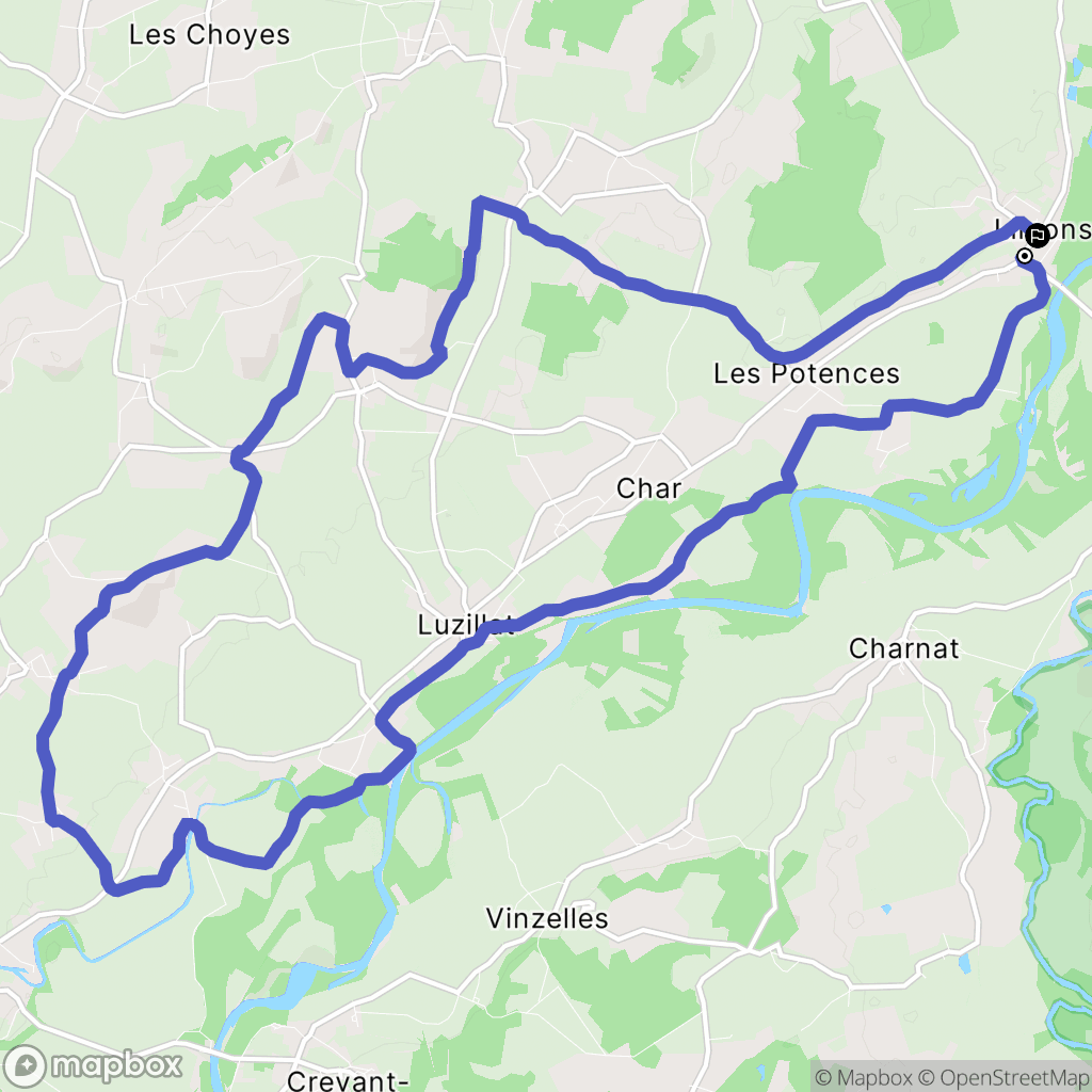 Limons : carte du parcours de randonnée - France