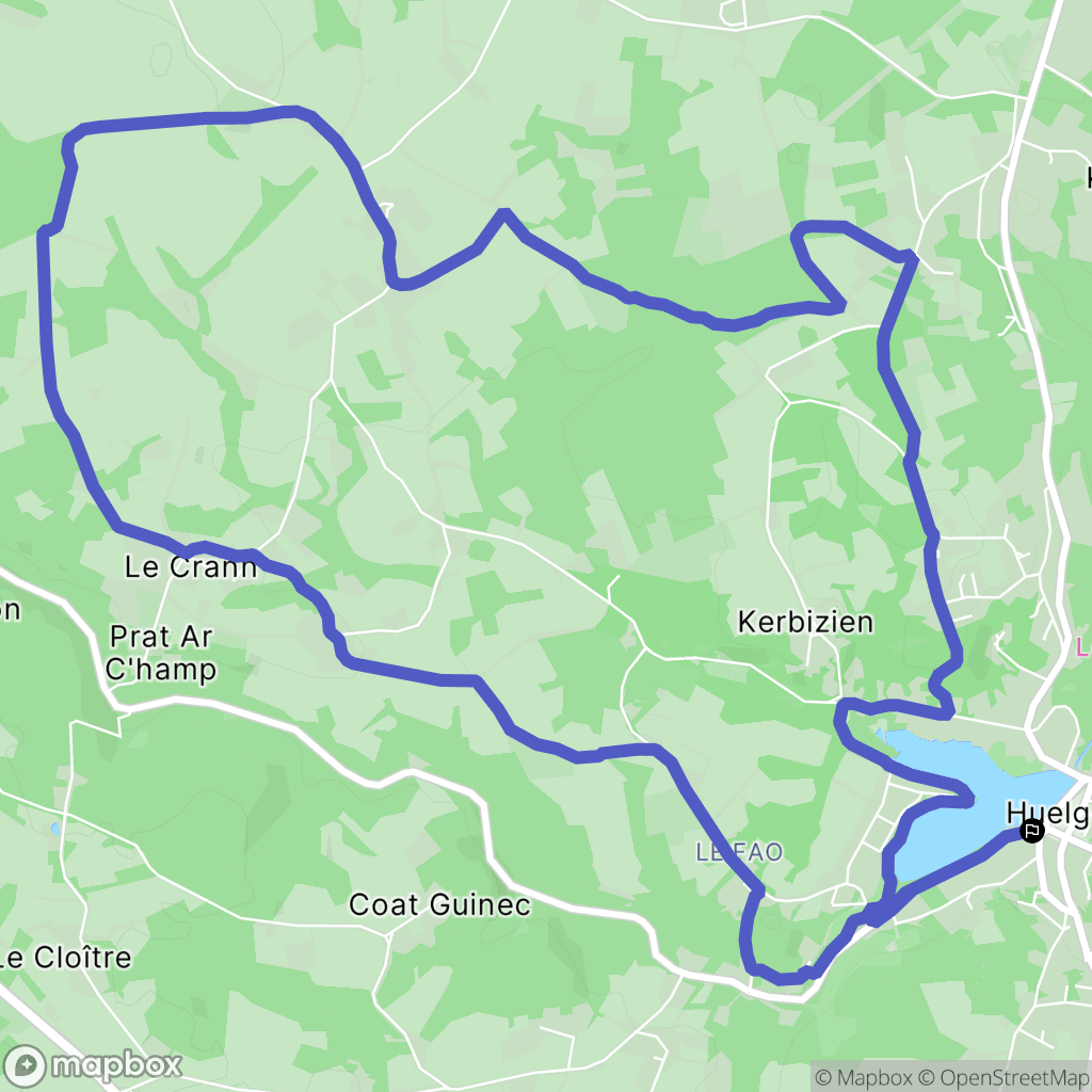 Huelgoat : carte du parcours de randonnée - France