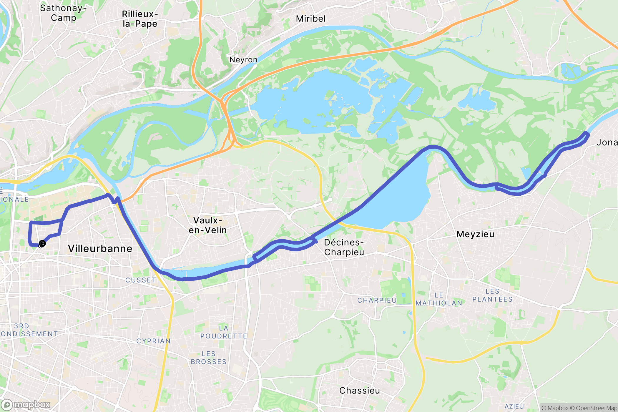 Villeurbanne : carte du parcours de randonnée - France