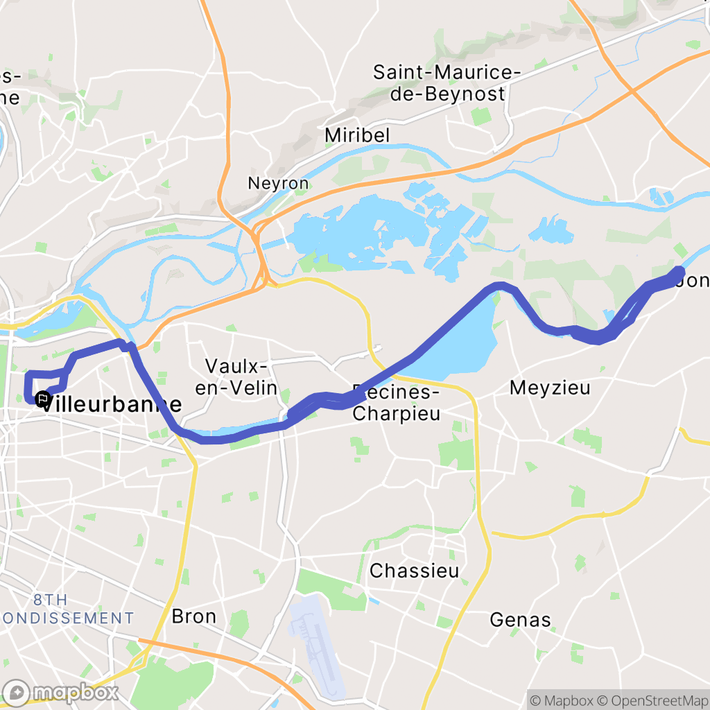 Villeurbanne : carte du parcours de randonnée - France