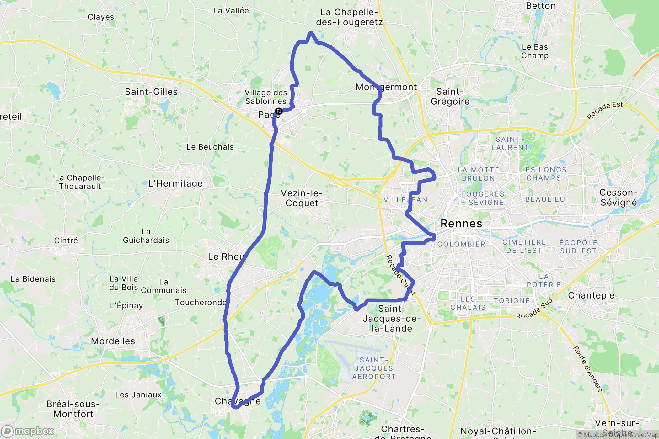 Pacé : carte du parcours de randonnée - France