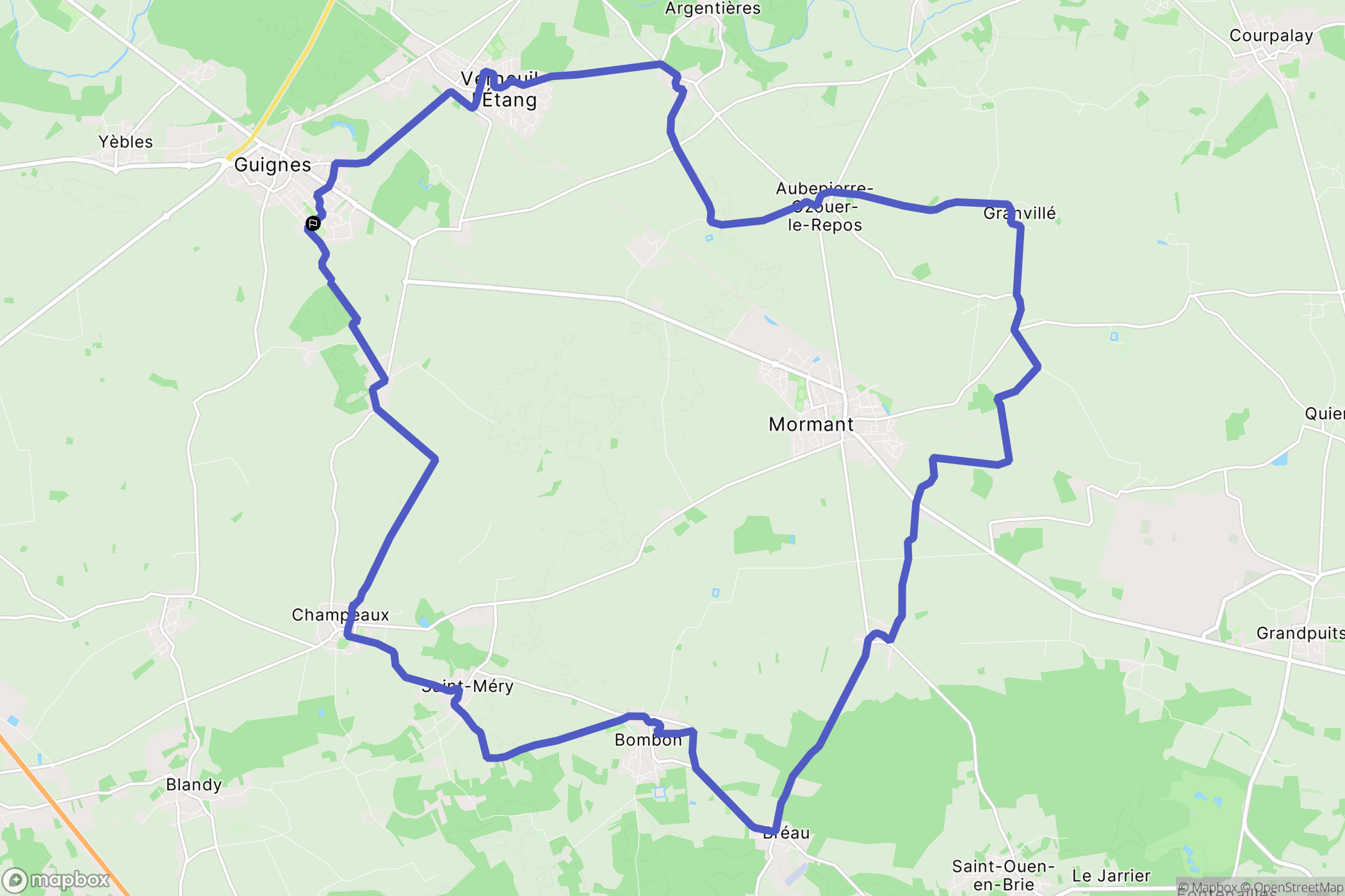 Guignes : carte du parcours de randonnée - France