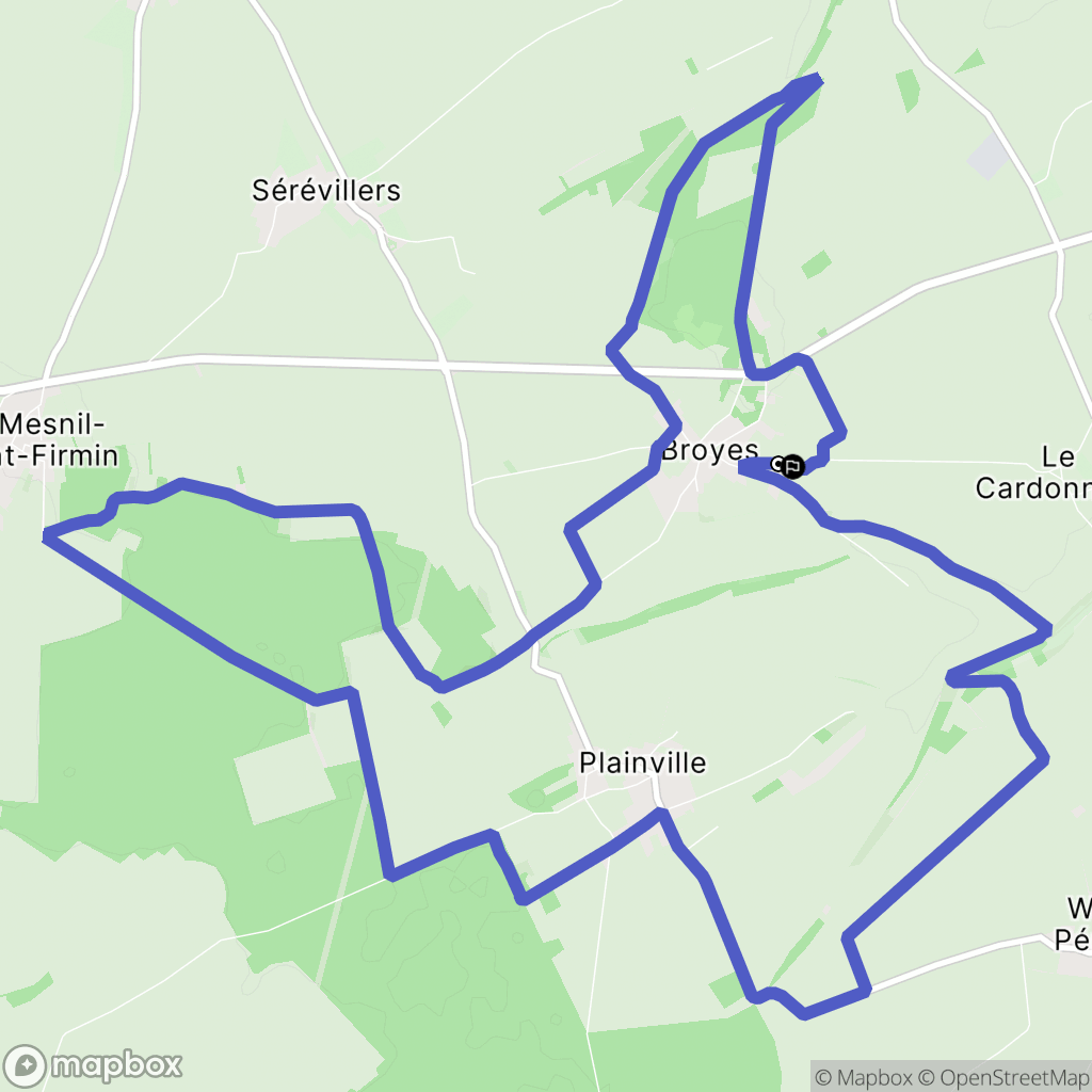 Broyes : carte du parcours de randonnée - France