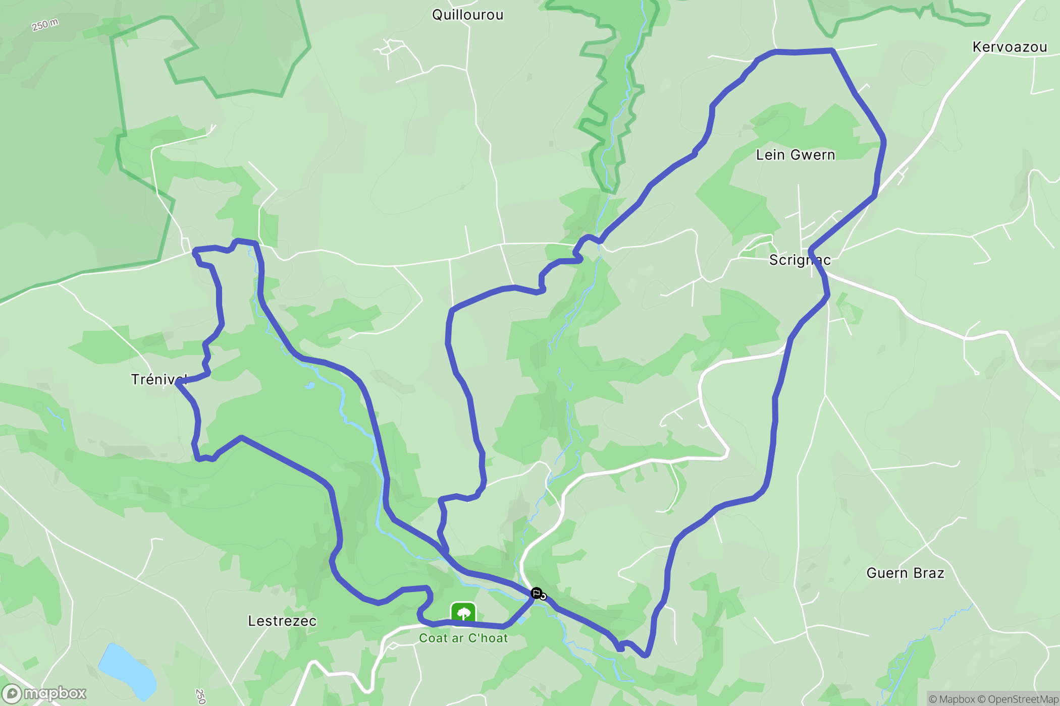 Scrignac : carte du parcours de randonnée - France