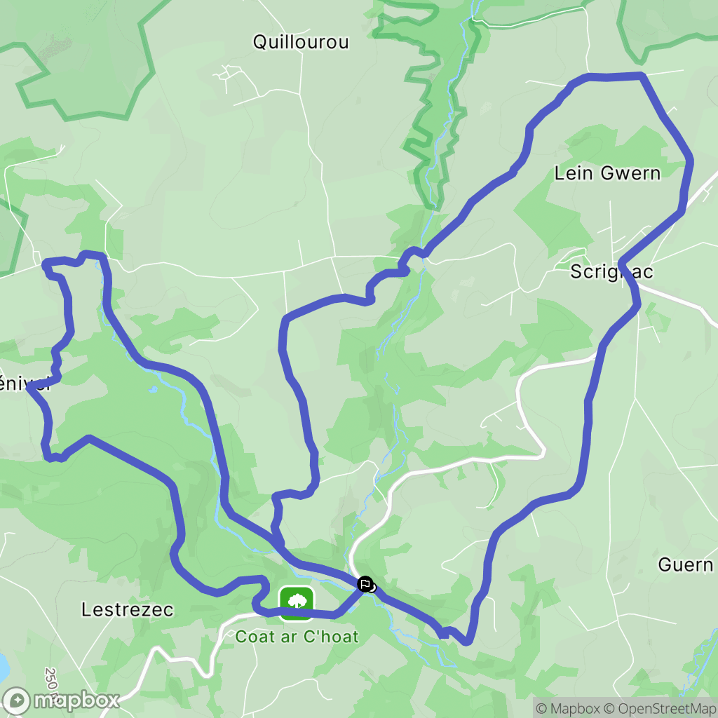Scrignac : carte du parcours de randonnée - France