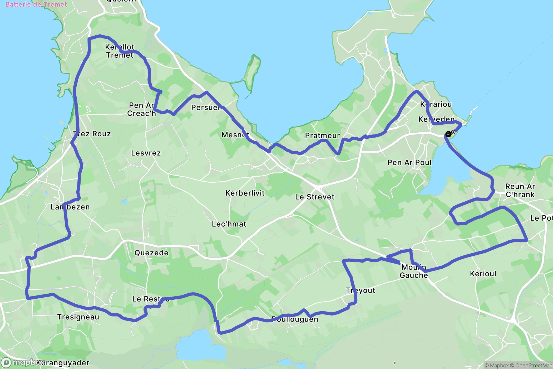Crozon : carte du parcours de randonnée - France