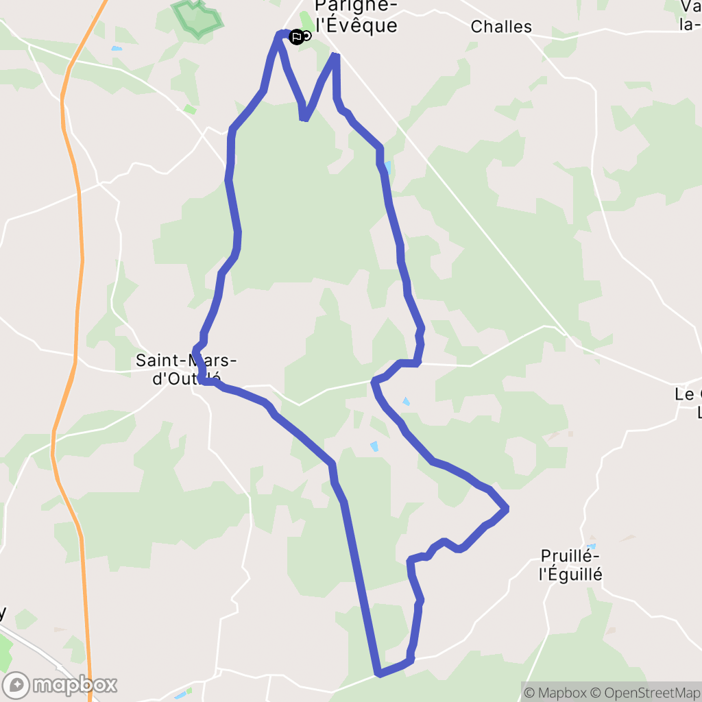 Parigné-l'Évêque : carte du parcours de randonnée - France
