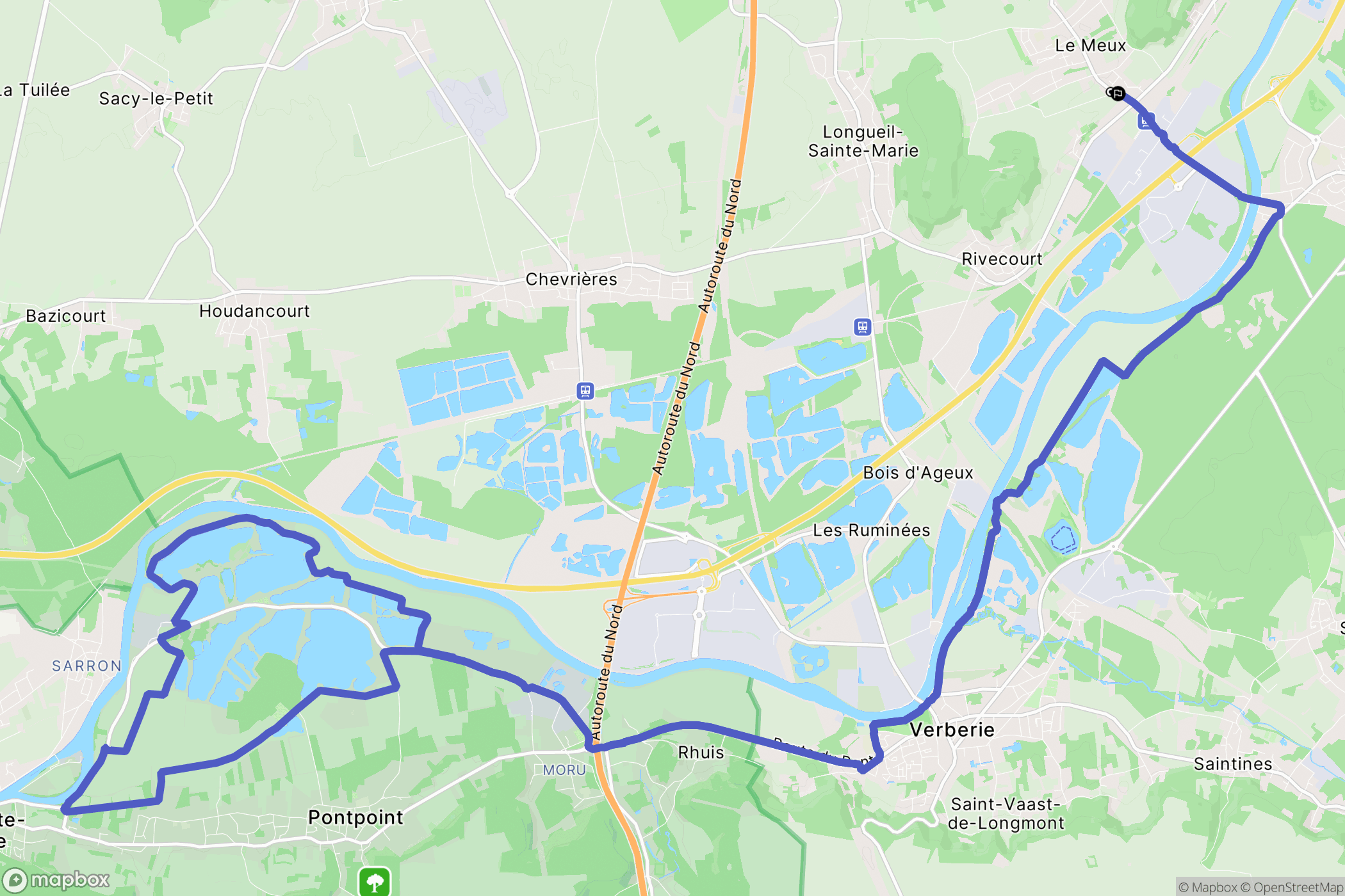 Le Meux : carte du parcours de randonnée - France
