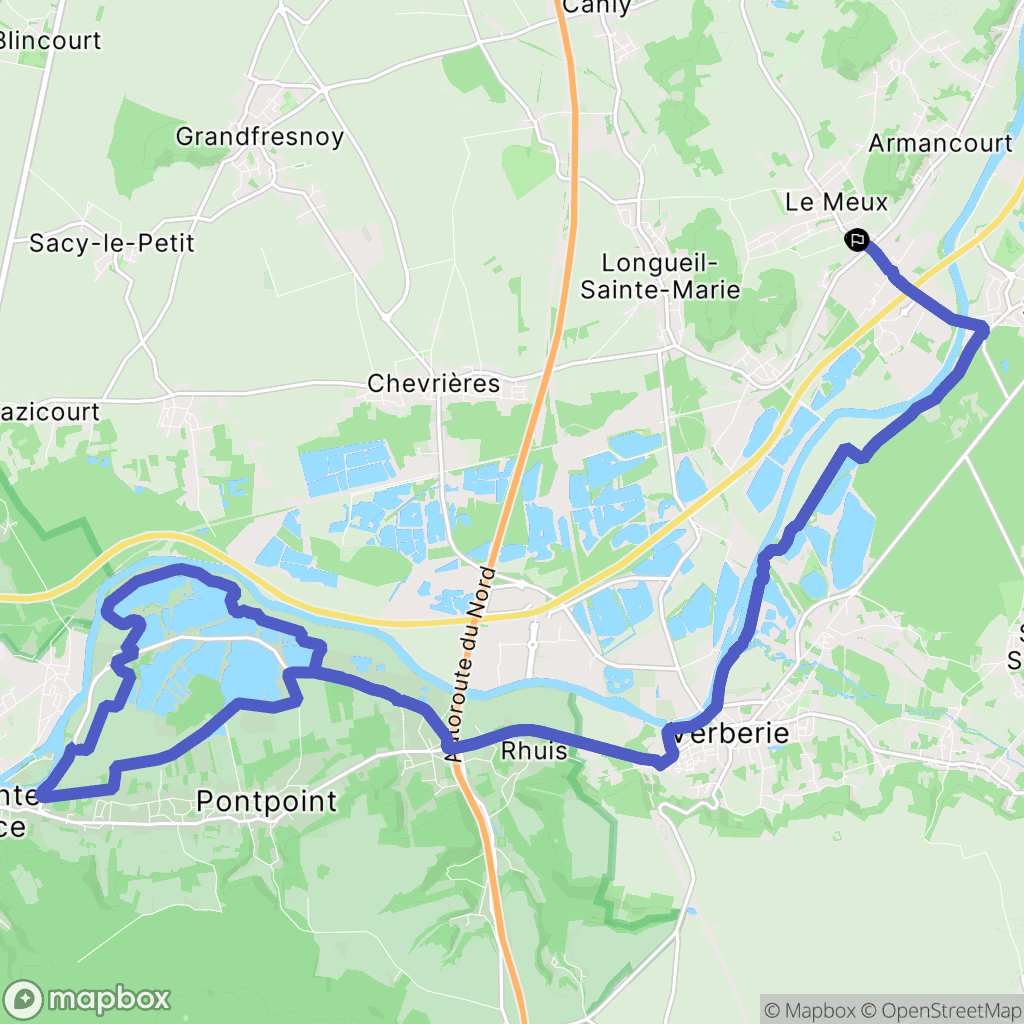 Le Meux : carte du parcours de randonnée - France