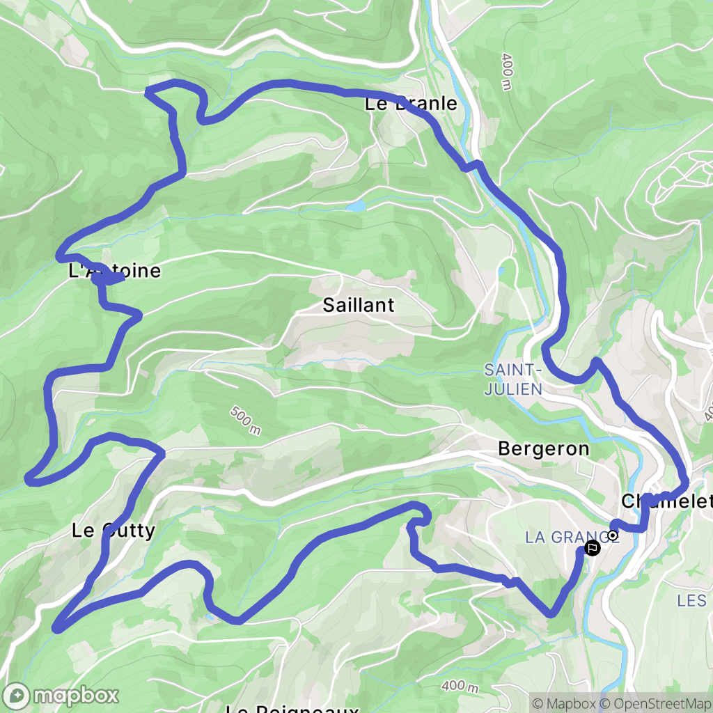 Chamelet : carte du parcours de randonnée - France