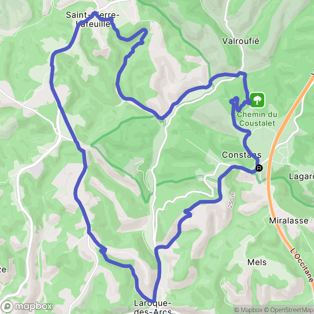 Bellefont-La Rauze : carte du parcours de randonnée - France