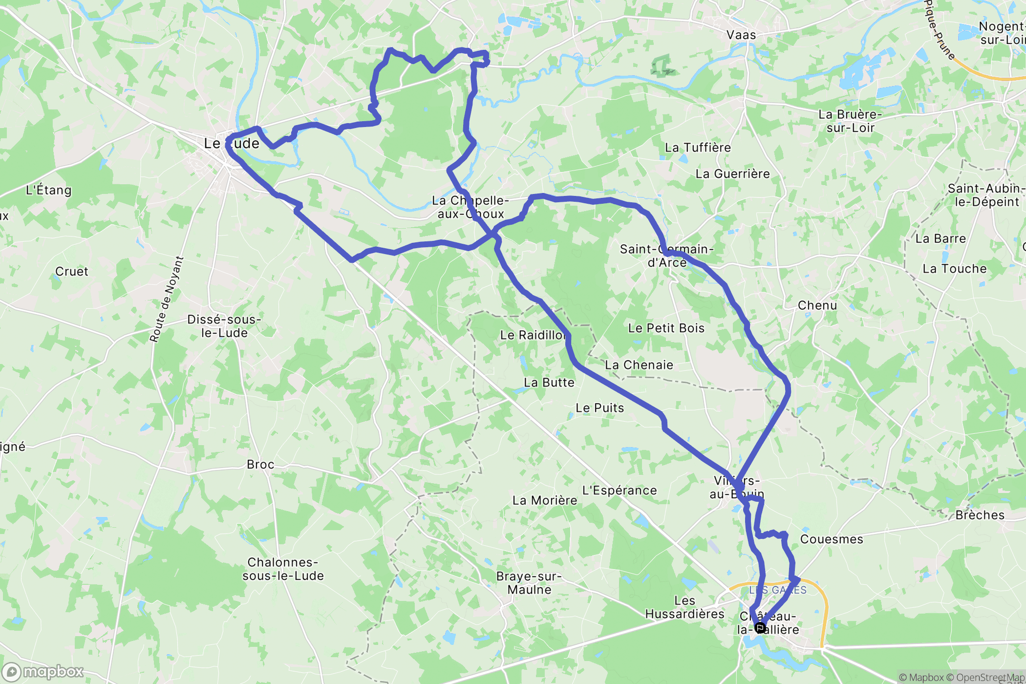 Château-la-Vallière : carte du parcours de randonnée - France