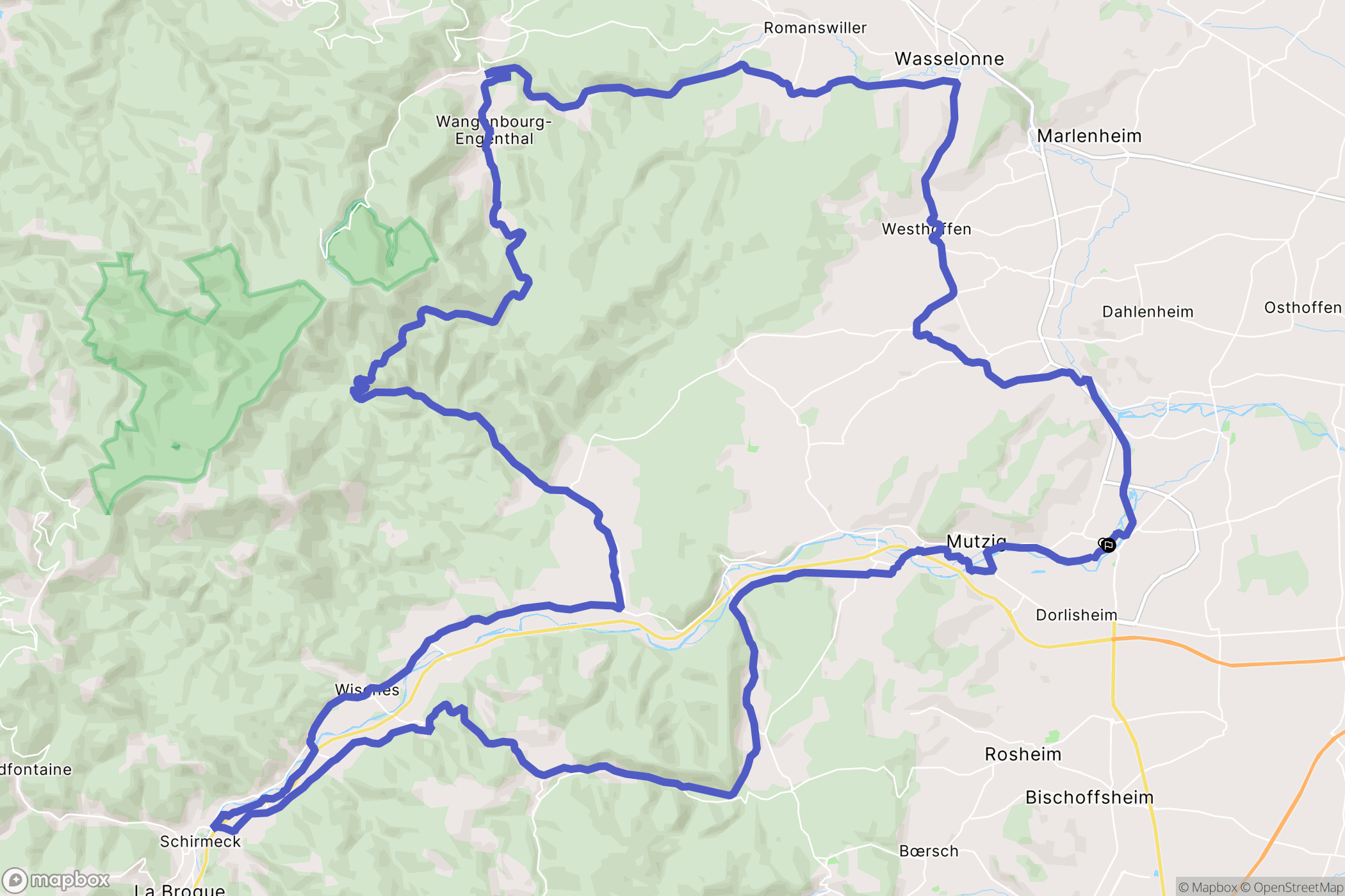 Molsheim : carte du parcours de randonnée - France