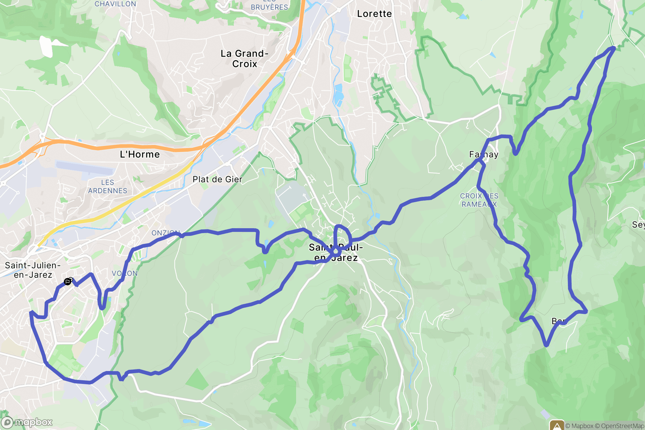 Saint-Chamond : carte du parcours de randonnée - France