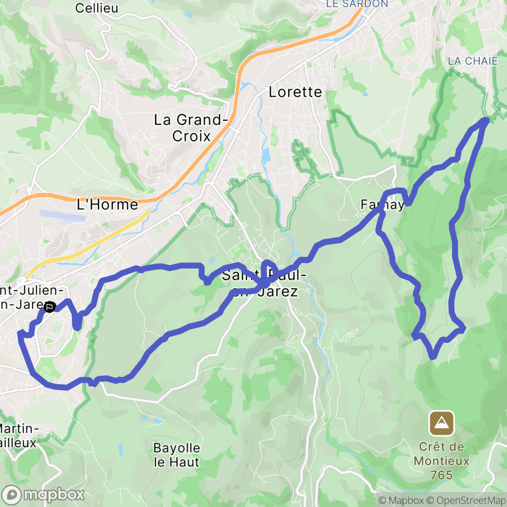 Saint-Chamond : carte du parcours de randonnée - France