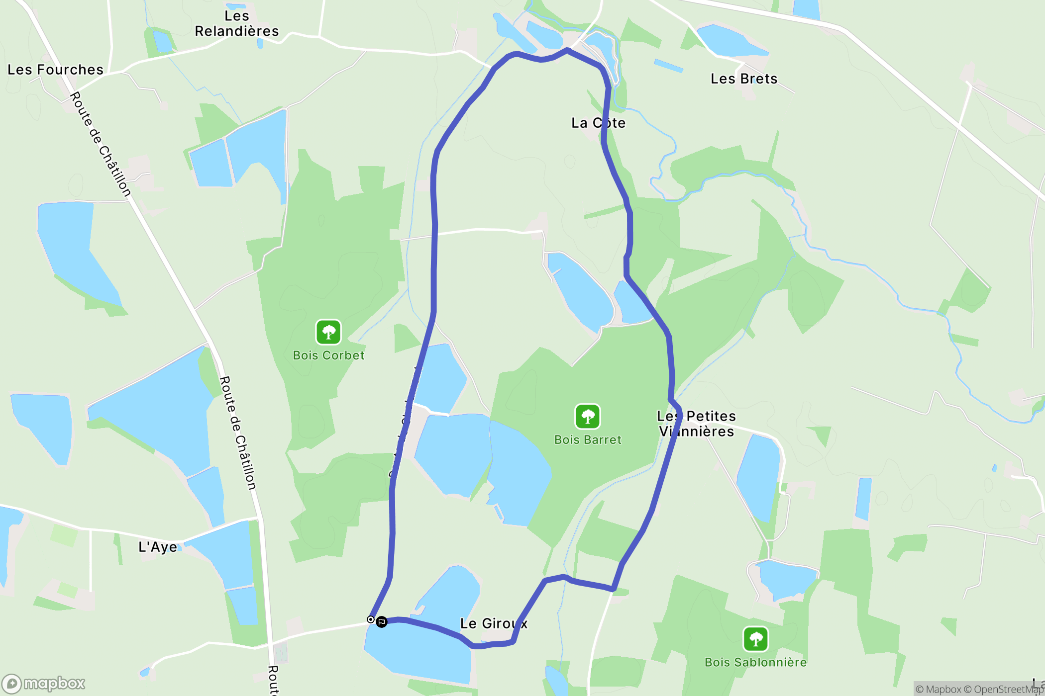Sandrans : carte du parcours de randonnée - France