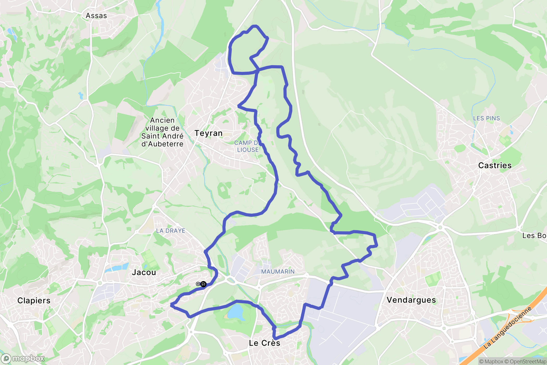 Jacou : carte du parcours de randonnée - France
