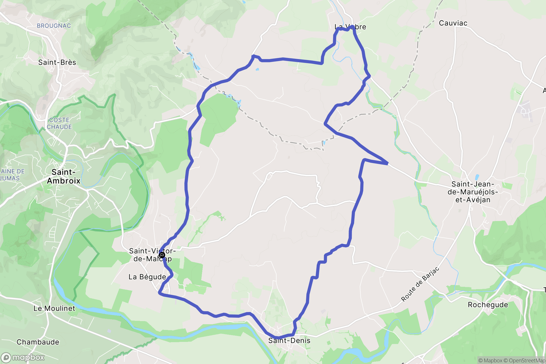 Saint-Victor-de-Malcap : carte du parcours de randonnée - France