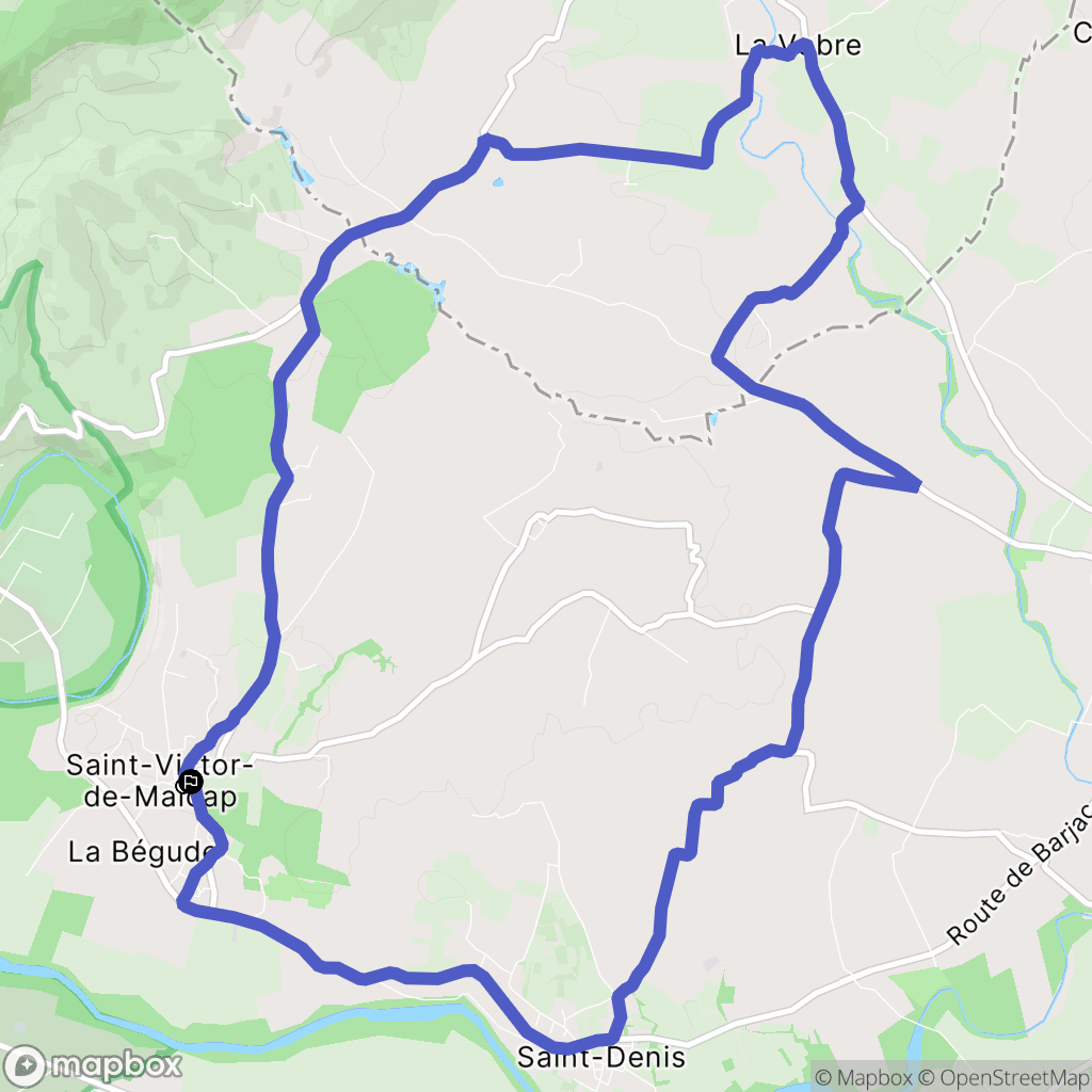 Saint-Victor-de-Malcap : carte du parcours de randonnée - France