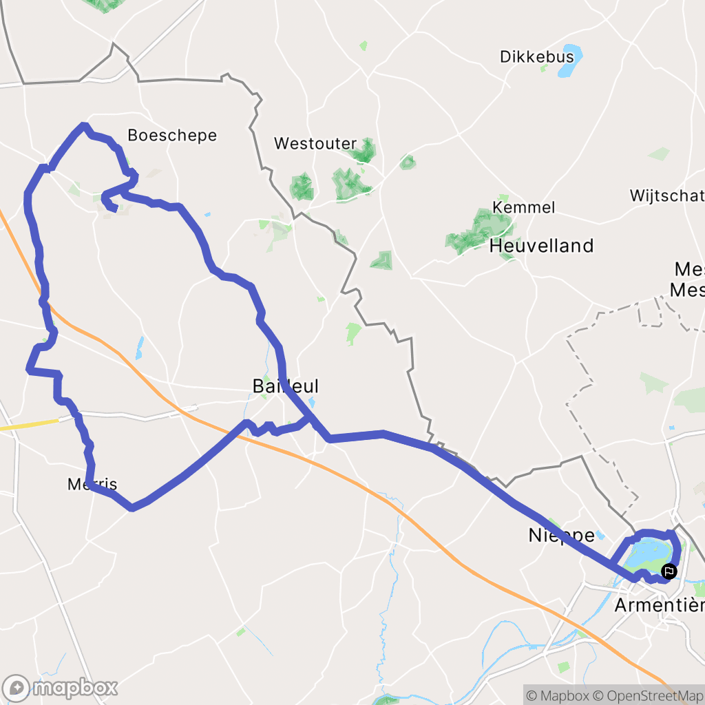 Armentières : carte du parcours de randonnée - France