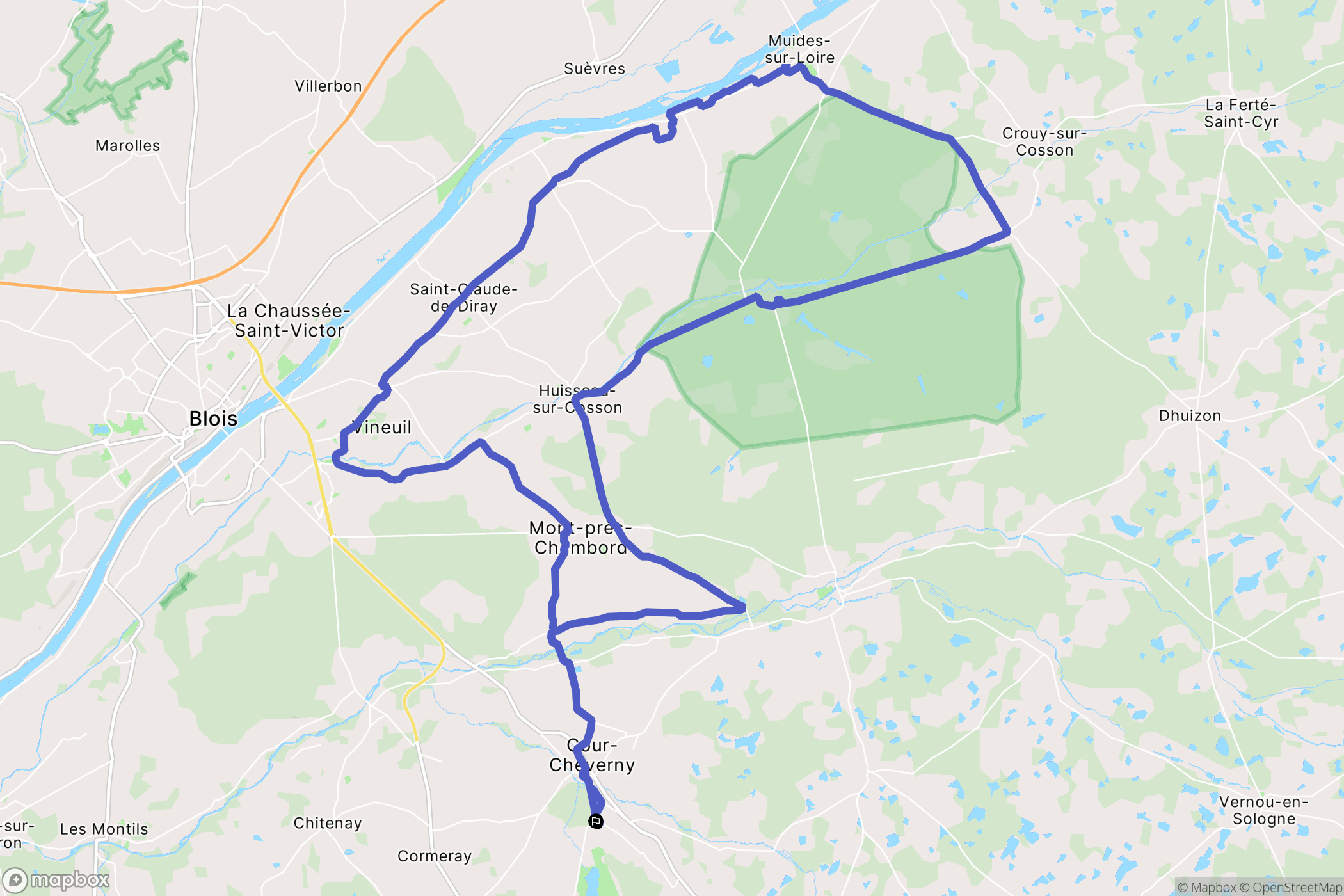 Cheverny : carte du parcours de randonnée - France
