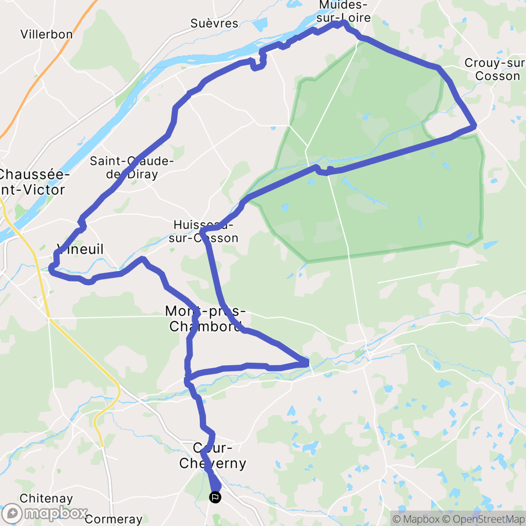 Cheverny : carte du parcours de randonnée - France