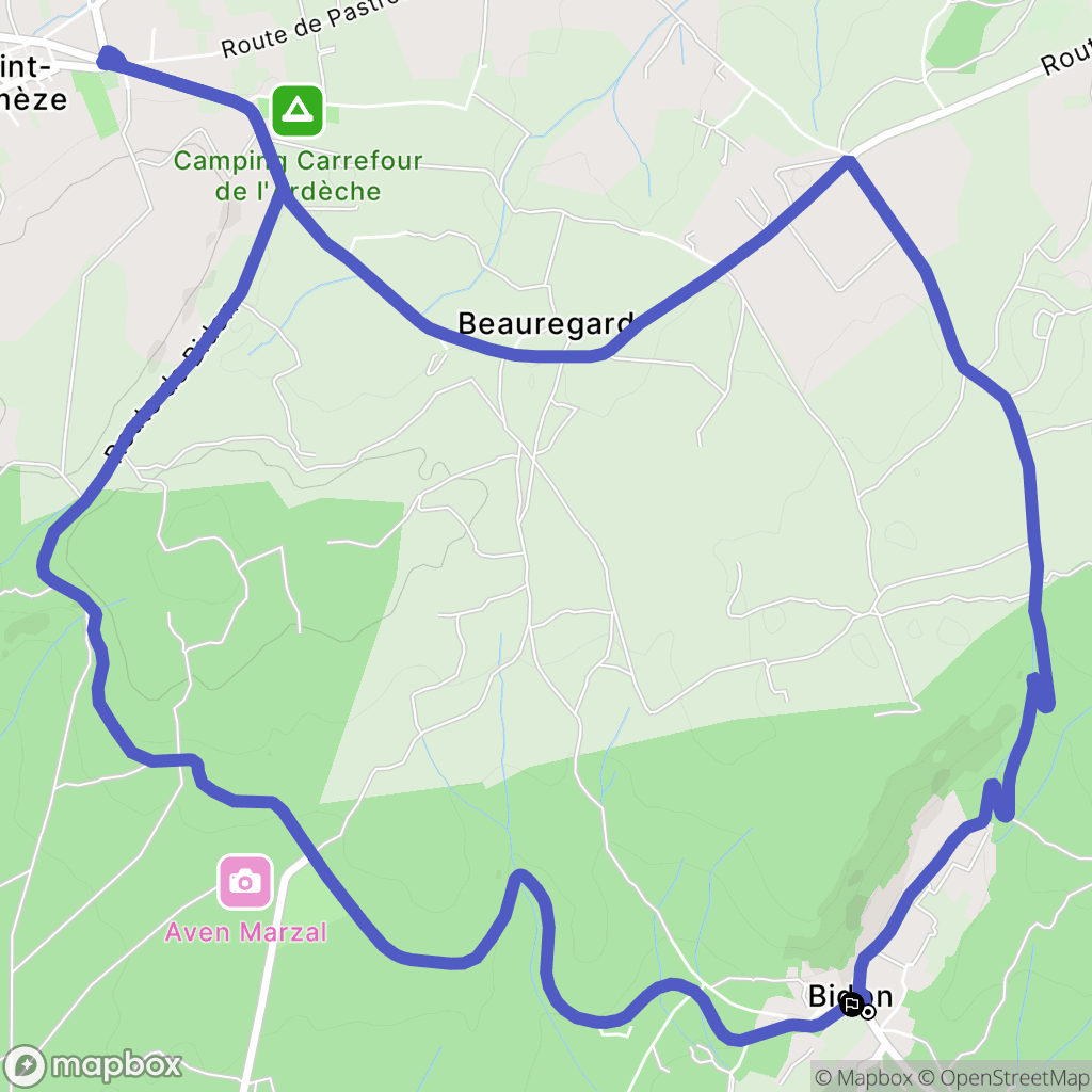 Bidon : carte du parcours de randonnée - France
