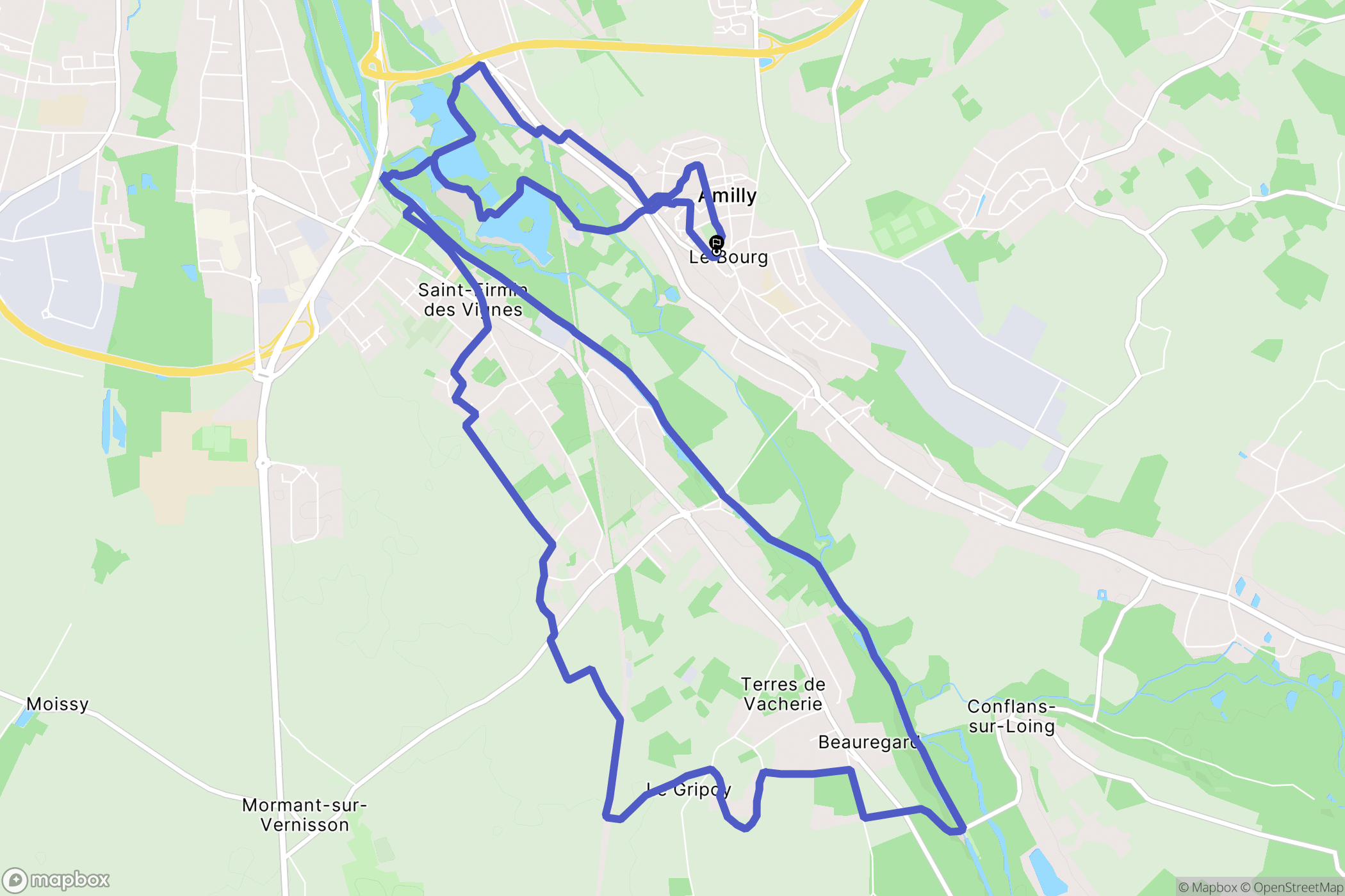 Amilly : carte du parcours de randonnée - France