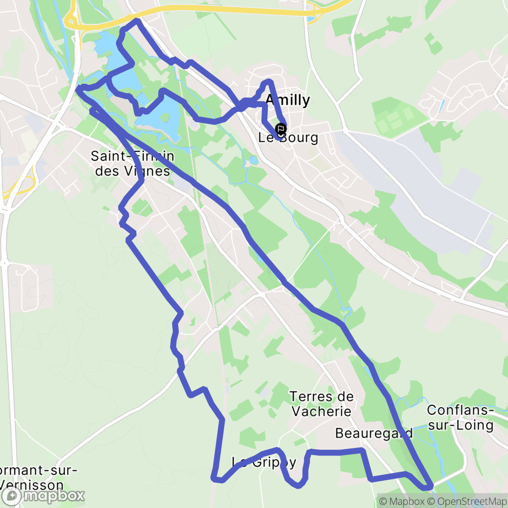 Amilly : carte du parcours de randonnée - France