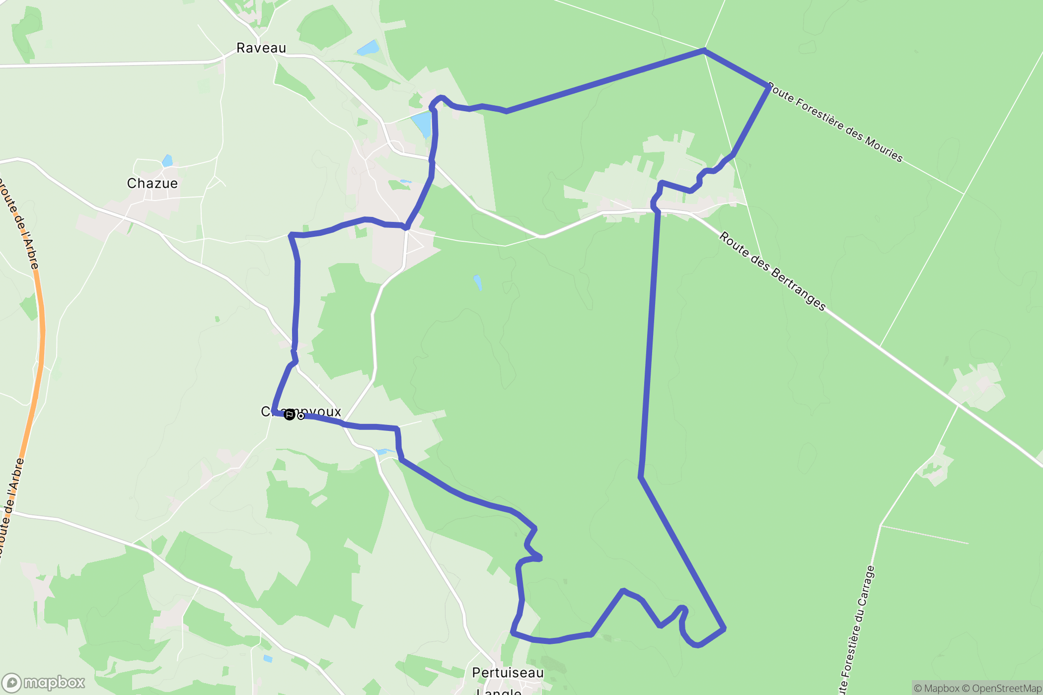 Champvoux : carte du parcours de randonnée - France