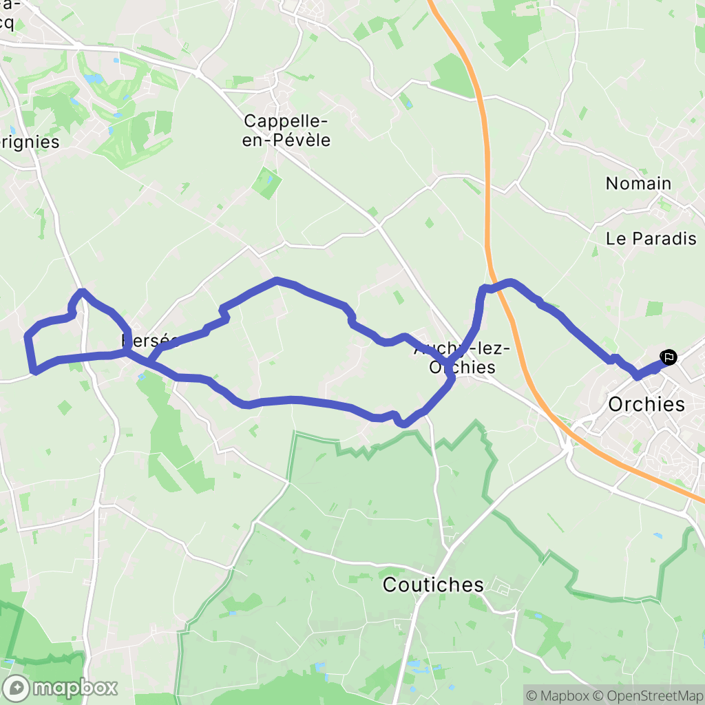 Orchies : carte du parcours de randonnée - France