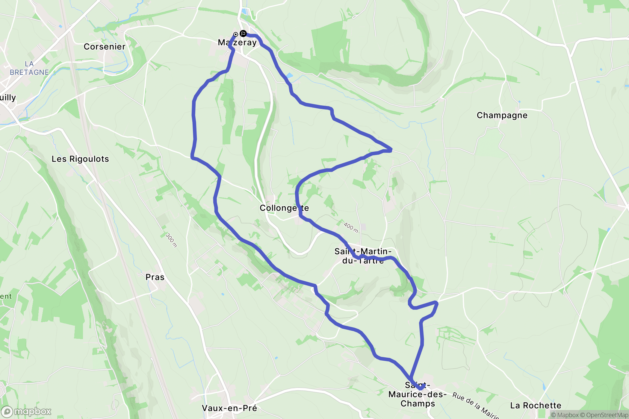 Saint-Martin-du-Tartre : carte du parcours de randonnée - France