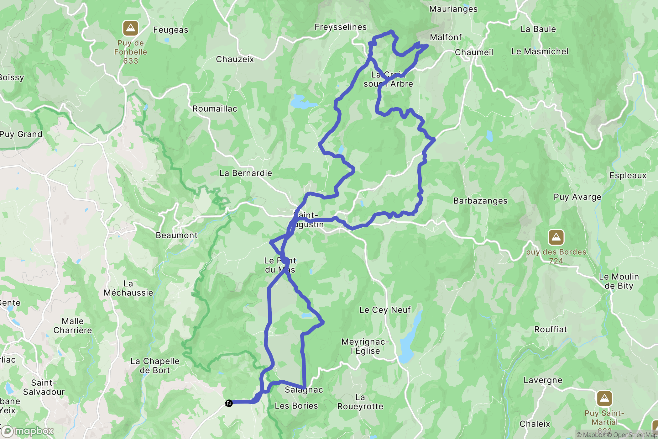 Orliac-de-Bar : carte du parcours de randonnée - France