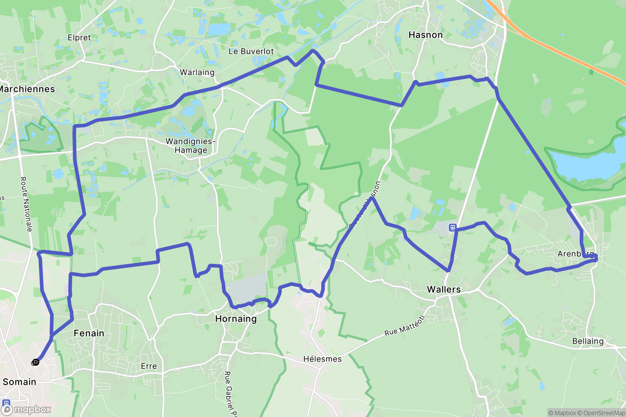 Somain : carte du parcours de randonnée - France