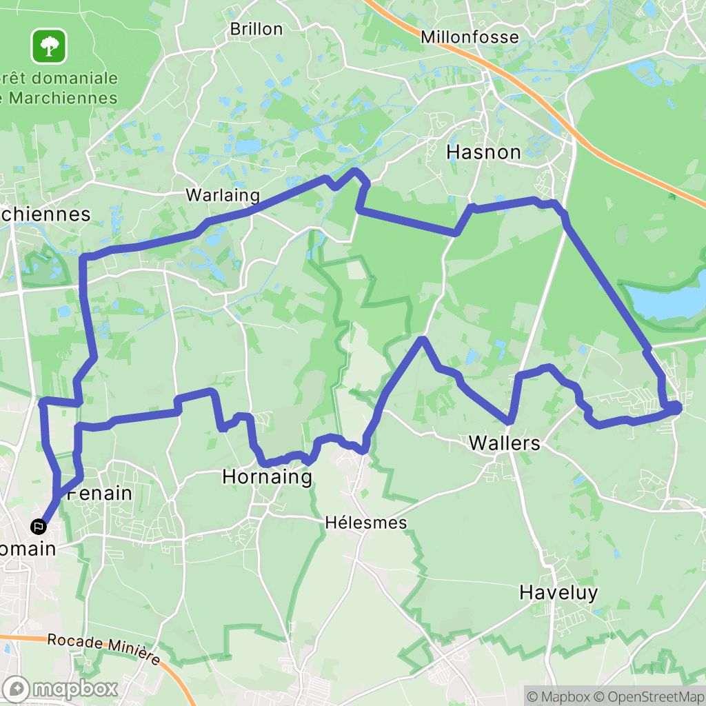 Somain : carte du parcours de randonnée - France