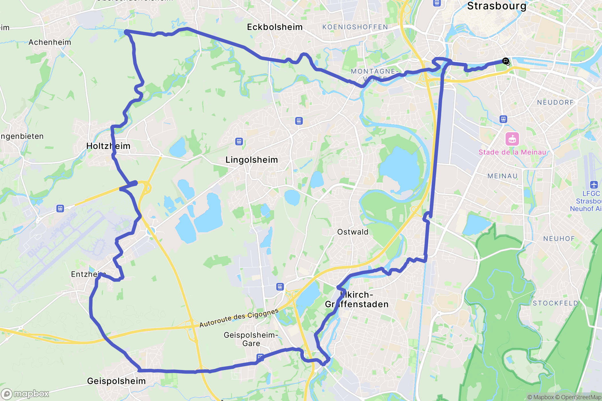 Strasbourg : carte du parcours de randonnée - France