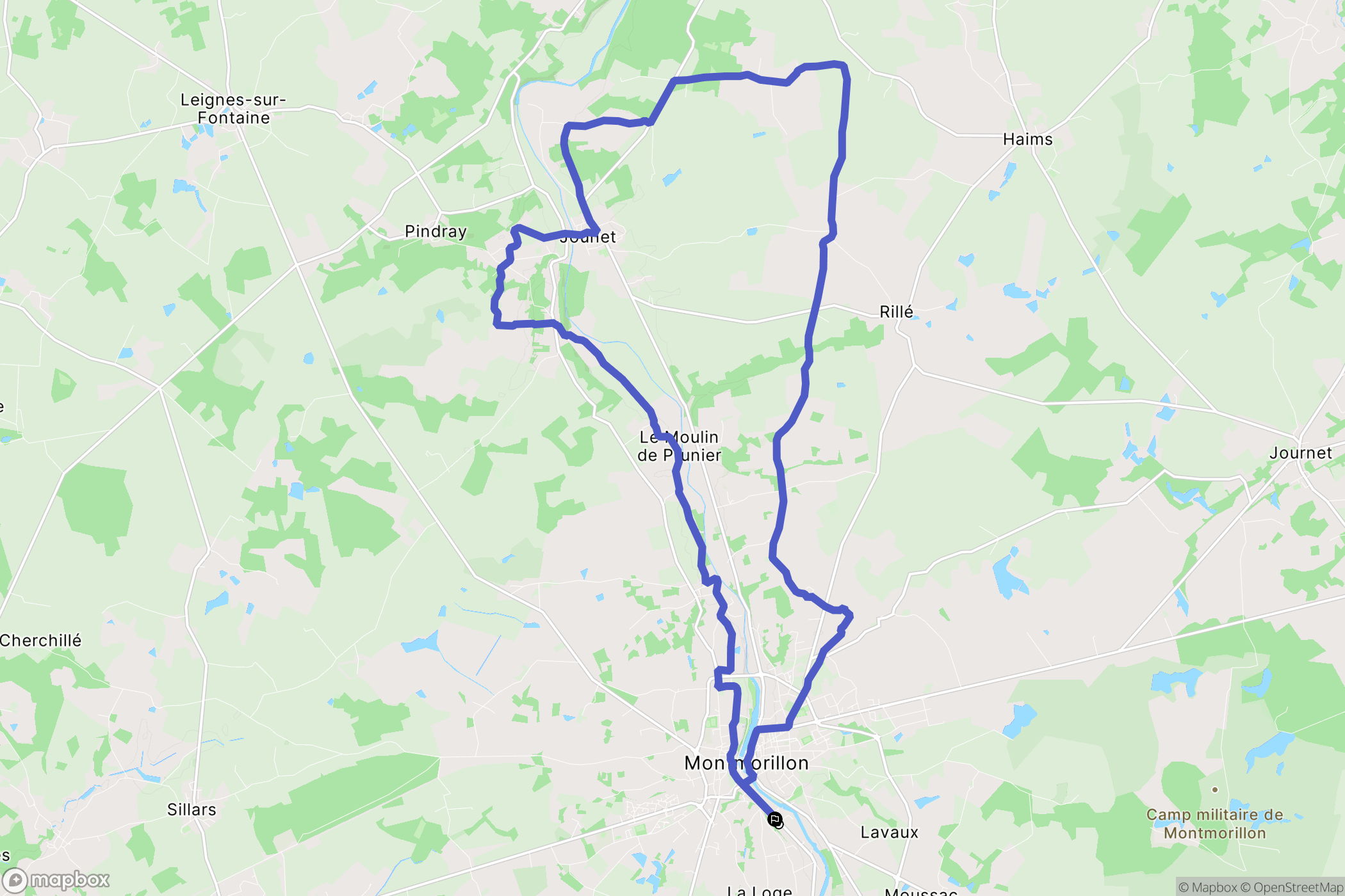 Montmorillon : carte du parcours de randonnée - France